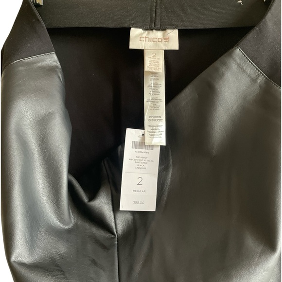 *NEW Chico’s The Abbey Pieced Pant Faux Leather black size 2 10 12 - Picture 9 of 12